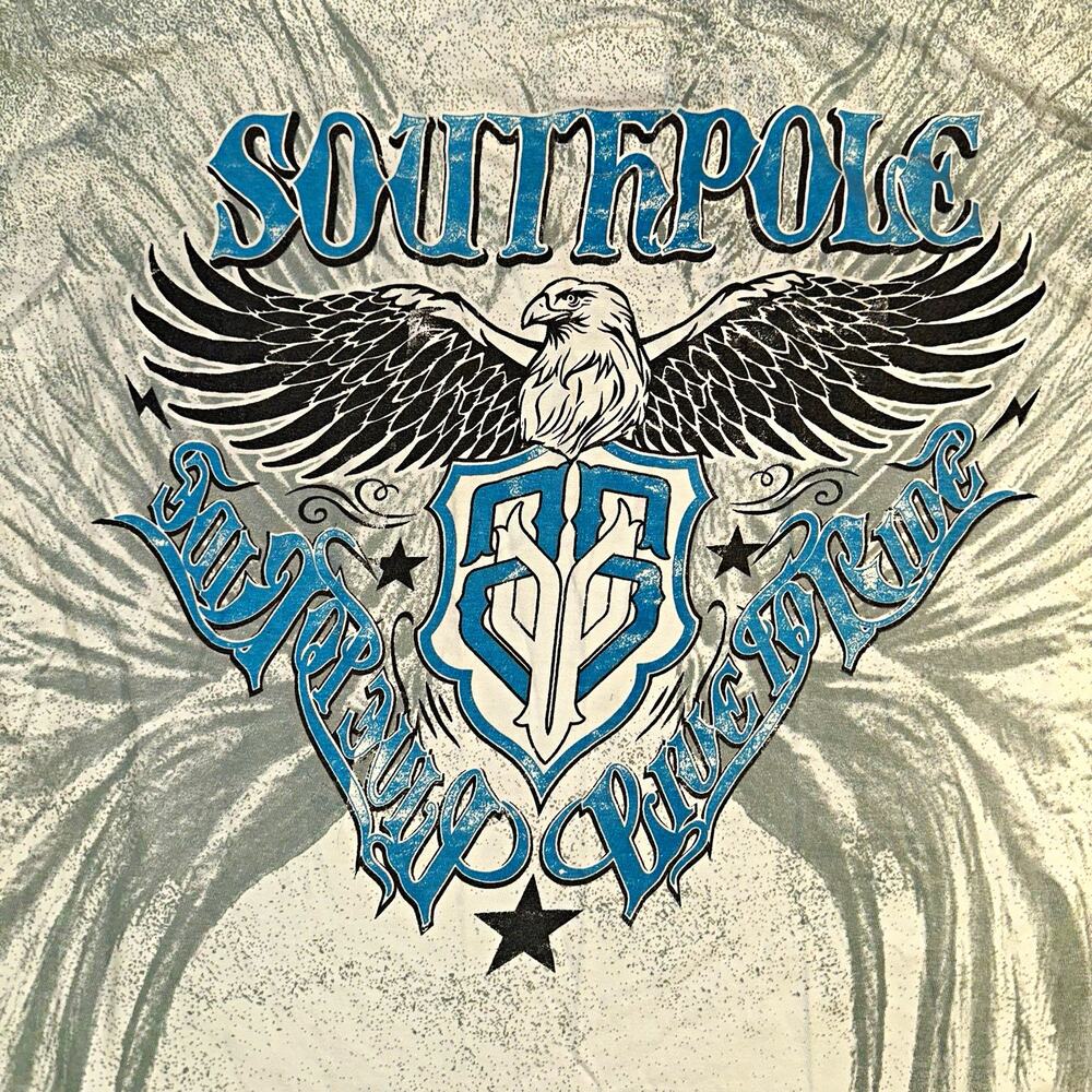 Vintage Southpole Shirt Mens 5XL White All Over Print Live To Ride Y2K Big Tall